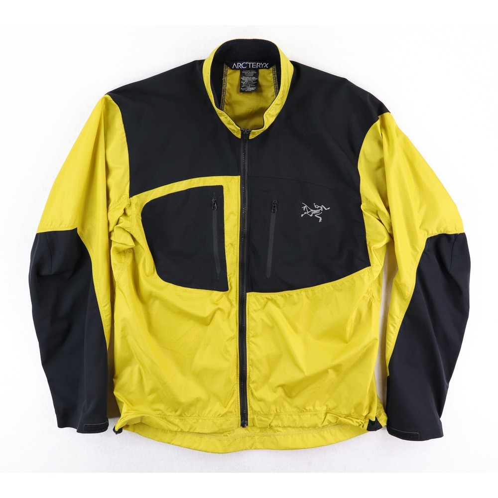 Arcteryx Tau Zip Up Jacket Mens Medium Mustard Yellow Black Lightweight Vintage